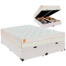 Cama Baú King e Colchão Tucson Molas Ensacadas Inducol Branco