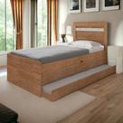 Cama Baú Larissa Solteiro E Off White Com Auxiliar Framar