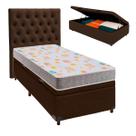 Cama + Bau Marrom e Colchão D20 Solteiro - D20 Inducol + Cabeceira