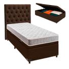 Cama + Bau Marrom e Colchão D23 Solteiro - D23 Inducol + Cabeceira