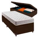 Cama + Bau Marrom e Colchão D33 Solteiro