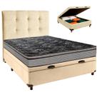 Cama + Bau Perola e Colchão D28 Casal - Conforto Paropas + Cabeceira