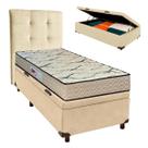 Cama + Bau Perola e Colchão D33 Solteiro - Maxsono Paropas + Cabeceira