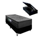 Cama Baú Preta Solteiro Arezzo Black Molas Ensacadas
