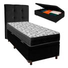 Cama + Bau Preto e Colchão Ortobom D33 Solteiro - Iso100 + Cabeceira