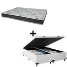 Cama Baú Queen 158 Tecido Sintético Branco Com Colchão Miller Bello Box - 100% Espuma - D33 Cinza 55x158x198 Cama Baú Queen 158 Tecido Sintético Branco Com Colchão Miller Bello Box - 100% Espuma - D33 Cinza 55x158x198
