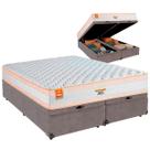 Cama Baú Queen e Colchão Denver Molas Ensacadas Inducol Cinza Cama Baú Queen e Colchão Denver Molas Ensacadas Inducol Cinza