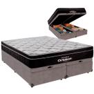 Cama Baú Queen e Colchão Elegant Molas Ensacadas Ortobom Cinza