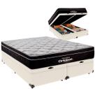 Cama Baú Queen e Colchão Elegant Molas Ensacadas Ortobom Palha