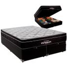 Cama Baú Queen e Colchão Elegant Molas Ensacadas Ortobom Preto