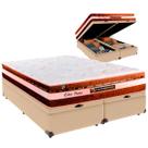 Cama Baú Queen e Colchão Esplendor Molas Ensacadas Luckspuma Bege