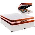 Cama Baú Queen e Colchão Esplendor Molas Ensacadas Luckspuma Branco