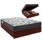 Cama Baú Queen e Colchão ISO 100 Espuma Ortobom Marrom