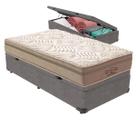 Cama Baú Solteirão Cinza e Colchão Los Angeles Molas V-Tech