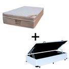 Cama Baú Solteiro 88 Tecido Sintético Branco Com Colchão Ortobom Airtech Spring Pocket D26 Bege 30x88x188