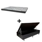 Cama Baú Solteiro 88 Tecido Sintético Preto Com Colchão Miller Bello Box - 100% Espuma - D33 Cinza 54x88x188
