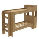 Cama Beliche Adulto Junevil Baú Superior Com Escadas Armário De 1 Porta E Prateleiras Internas Cm8053 Amêndoa