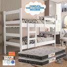 Cama Beliche Solteiro Grecia Mdf Com 2 Colchao D20 Conforto Branco