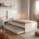 Cama Bibox Luara Solteiro com Auxiliar com Colchões D23 para Quarto Infantil e Juvenil - Branco