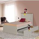 Cama Bibox Solteiro Barcelona off white/ madeira sem colchao
