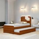 Cama Bibox Solteiro com Aplique Luiza Cinamomo e Off White Cama Bibox Solteiro com Aplique Luiza Cinamomo e Off White