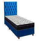 Cama Box Azul+Colchão Solteiro Airtech 150 Ortobom+Cabeceira