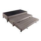 Cama Box Base c/2 Auxiliares Solteiro Universal Rústico Bordado Brown (88x188x32) - Paropas Cama Box Base c/2 Auxiliares Solteiro Universal Rústico Bordado Brown (88x188x32) - Paropas