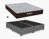 Cama Box Base Casal Bipartido Cinza Colchão Fit D33 Espuma 138x188 - Ortobom