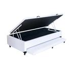 Cama Box Baú Auxiliar Solteiro Sintético Espuma 8cm 45x88x188 Branco