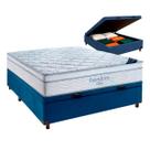 Cama Box Bau Azul + Colchão Casal Freedom Ortobom