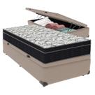 Cama Box Baú Bege e Colchão Airtech 150 Espuma D45 Solteiro Ortobom
