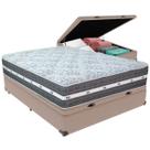 Cama Box Baú Bege e Colchão Black Graphite Molas Ensacadas Casal Anjos