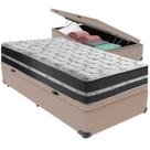 Cama Box Baú Bege e Colchão Classic Preto Molas ensacadas Solteiro Anjos
