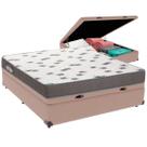 Cama Box Baú Bege e Colchão Light Espuma D33 Casal Ortobom