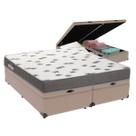 Cama Box Baú Bege e Colchão Light Espuma D33 Queen Ortobom Cama Box Baú Bege e Colchão Light Espuma D33 Queen Ortobom