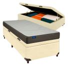 Cama Box Bau Bege Solteiro + Colchão D33