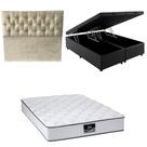 Cama Box Baú Bipartida Blindada com Colchão Doss Molas Ensacadas 30cm Cabeceira Botonê Queen