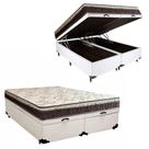 Cama Box Baú Bipartido Casal Blindado Sintético + Colchão Casal Espuma Extra Firme D33 Elegance Ortopédico 72x138x188