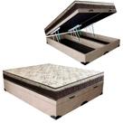 Cama Box Baú Bipartido Casal Blindado Suede + Colchão Casal Espuma Extra Firme D33 Elegance Ortopédico 64x138x188