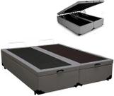 Cama Box Bau Bipartido Casal Cinza Sintetico Premium 47x138x188 - FA Elegante