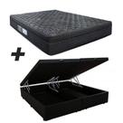 Cama Box Baú Bipartido Casal + Colchão Portobel De Mola Arezzo Black Light