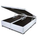 Cama Box Baú Bipartido Frontal Bourbon Corano Linho Branco KING SIZE - 193x203