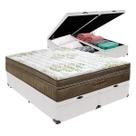 Cama Box Baú Bipartido King Branco e Colchão Gold Ultragel Molas ensacadas Ortobom