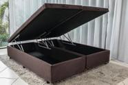 Cama Box Baú Bipartido King Size Suede Marrom com Pistões a Gás
