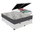 Cama Box Baú Bipartido Queen Branco e Colchão Airtech 100 D33 Ortobom