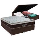 Cama Box Baú Bipartido Queen Marrom e Colchão Sleep King Molas Ensacadas Ortobom