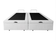 Cama Box Bau Bipartido Queen Sintetico Branco 158x198x35 - Santo Box