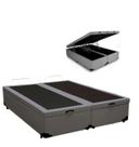 Cama Box Baú Bipartido Queen Size, Blindado Sintético Cinza Cama Box Baú Bipartido Queen Size, Blindado Sintético Cinza