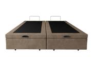 Cama Box Bau Bipartido Queen Suede Bege 158x198x35 - Blindado