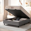 CAMA BOX BAÚ BLINDADO CASAL COM COLCHÃO MOLAS ENSACADAS AIRTECH SPRINGPOCKET 138x188x61CM BEGE E CINZA